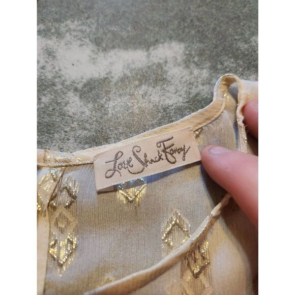 LoveShackFancy Erin Blouse Cream With Metallic sz XS - Picture 6 of 6